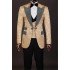 Caleb Gold Jacquard Three Pieces Best Fitted Bespoke Men Suits