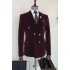 Evan Burgundy Velvet Double Breasted Peaked Lapel Men Suits