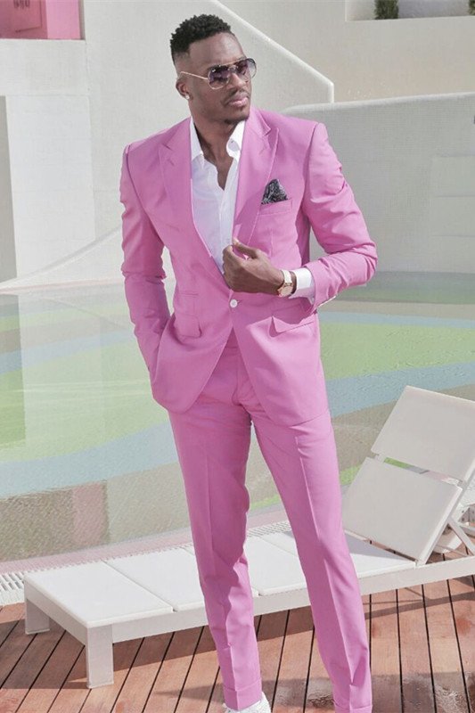 Michael Light Purple One Button Peaked Lapel Prom Men Suit