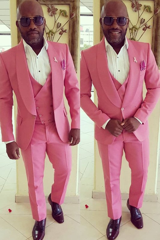 Ethan Pink Shawl Lapel Three Pieces Best Fitted Men Suit