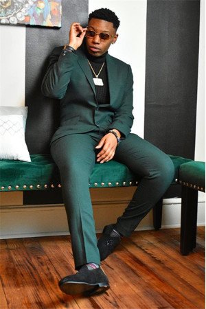 Alexander Trendy  Dark Green Peaked lapel Prom Men Suit Alexander Trendy  Dark Green Peaked lapel Prom Men Suit