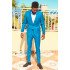 William Ocean Blue Modern Two Pieces Men Suit