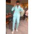 Matthew Sky Blue Double Breasted Slim Men Suit for Prom