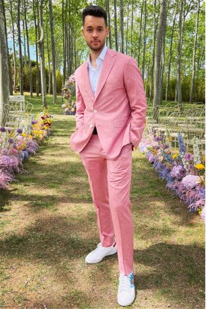 Jayden Stylish Pink Notched Lapel Men Suit