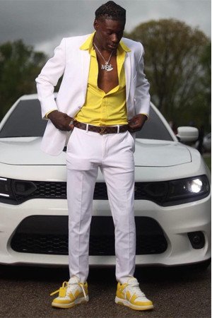 Simple White Two Pieces Slim Fit Classic Men Suit