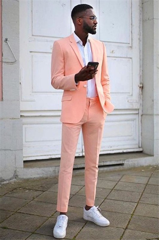 Gorgeous Fashion Peach Two Pieces Slim Fit Men Suit