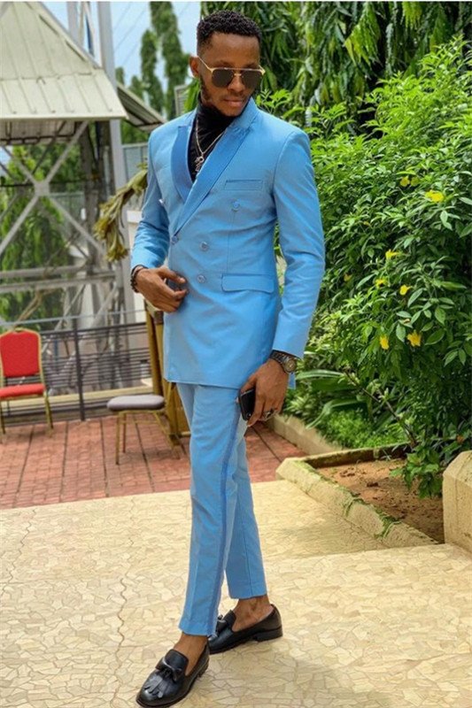 Joseph Blue Double Breasted Slim Fit Peaked Lapel Men Suit