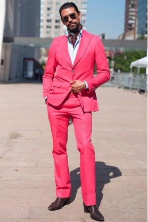 Aiden Fushcia TwoPieces Slim Fit Fashion Men Suit
