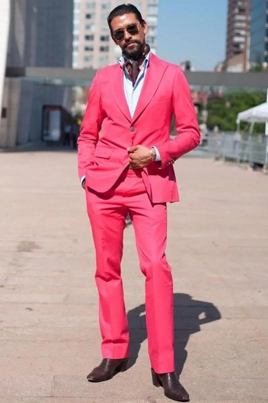 Aiden Fushcia TwoPieces Slim Fit Fashion Men Suit