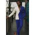 Nathan White and Royal Blue Double Breasted Slim Men Suit for Prom