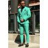 Christian Green Peaked Lapel Double Breasted Slim Men Suit for Prom