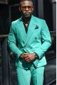 Christian Green Peaked Lapel Double Breasted Slim Men Suit for Prom