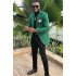 Gabriel Dark Green Peaked Lapel Close Fitting Fashion Men Suit