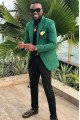 Gabriel Dark Green Peaked Lapel Close Fitting Fashion Men Suit