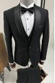 Nathan Classic Black Three Pieces Shawl Lapel Bespoke Wedding Suits