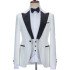 Elijah White Jacquard Three Pieces Fashion Slim Fit Wedding Suits with Velvet Lapel