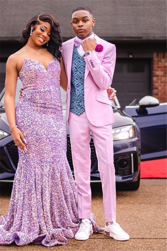 Daniel Trendy Pink Two Pieces Notched Lapel Bespoke Slim Prom Suits