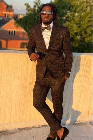 Jayden Classic Black Jacquard Two Pieces Bespok Prom Suit