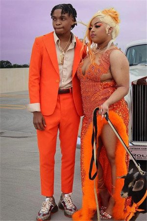 William Hot Orange Chic Two Pieces Best Fitted Notched Lapel Prom Suit William Hot Orange Chic Two Pieces Best Fitted Notched Lapel Prom Suit