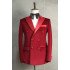 Christia Hot Red Velvet Two Pieces Double Breasted Peaked Lapel Wedding Suits