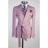 Modern Fashion Pink Shawl Lapel Slim Fit Bespoke Prom Suit with Belt