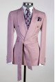 Modern Fashion Pink Shawl Lapel Slim Fit Bespoke Prom Suit with Belt