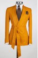 Modern Stylish Yellow Shawl Lapel Slim Fit Bespoke Prom Suit with Belt