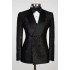 New Arrival Black Double Breasted Close Fitting Sparkly Wedding Suits