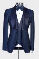 Fashion Dark Navy Three Pieces Shawl Lapel Three Pieces Wedding Suit for Men