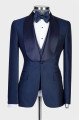 Fashion Dark Navy Three Pieces Shawl Lapel Three Pieces Wedding Suit for Men