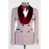 Fashion Pink Double Breasted Shawl Lapel Wedding Suits with Velvet