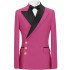 John Fuchsia Peaked Lapel Slim Fit Two Pieces Men Suit with Gold Buttons