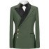 John Oliver Green Peaked Lapel Slim Fit Two Pieces Men Suit with Gold Buttons