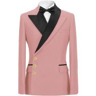 John Pink Peaked Lapel Slim Fit Two Pieces Men Suit with Gold Buttons John Pink Peaked Lapel Slim Fit Two Pieces Men Suit with Gold Buttons