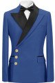 James Blue Peaked Lapel Slim Fit Two Pieces Men Suit with Gold Buttons