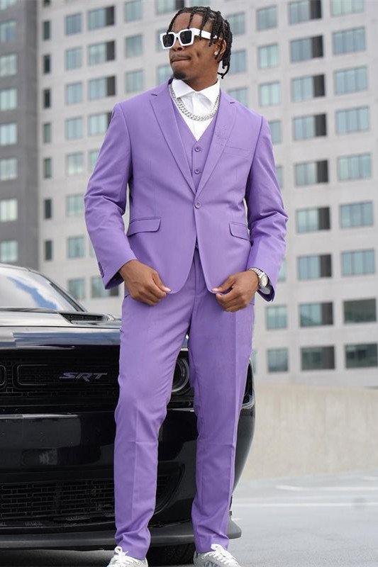 Daniel New Arrival Purple Fashion Three Pieces Bespoke Prom Suits