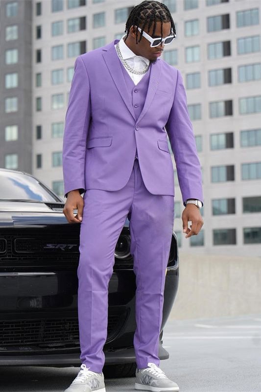 Daniel New Arrival Purple Fashion Three Pieces Bespoke Prom Suits