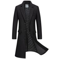 Aaron Black Slim Fit Notched Lapel Mens Winter Coat Aaron Black Slim Fit Notched Lapel Mens Winter Coat