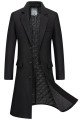 Aaron Black Slim Fit Notched Lapel Mens Winter Coat