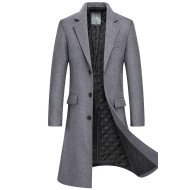 Aaron Fancy Gray Notched Lapel Winter Coat