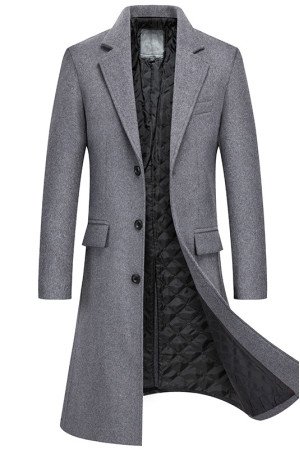 Aaron Fancy Gray Notched Lapel Winter Coat Aaron Fancy Gray Notched Lapel Winter Coat
