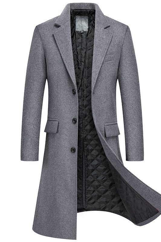 Aaron Fancy Gray Notched Lapel Winter Coat