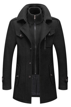 Abbott Chic Black Notched Lapel Winter Coat Abbott Chic Black Notched Lapel Winter Coat