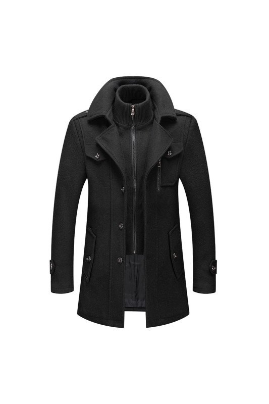 Abbott Chic Black Notched Lapel Winter Coat