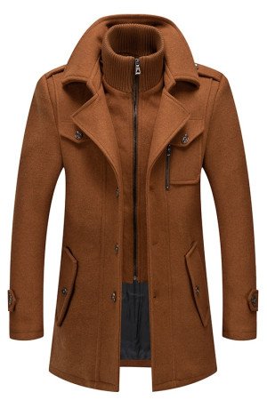 Aaron Modern Brown Nothced Lapel Winter Coat Aaron Modern Brown Nothced Lapel Winter Coat