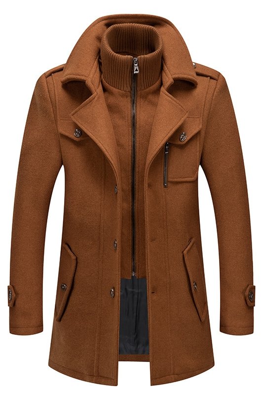 Aaron Modern Brown Nothced Lapel Winter Coat