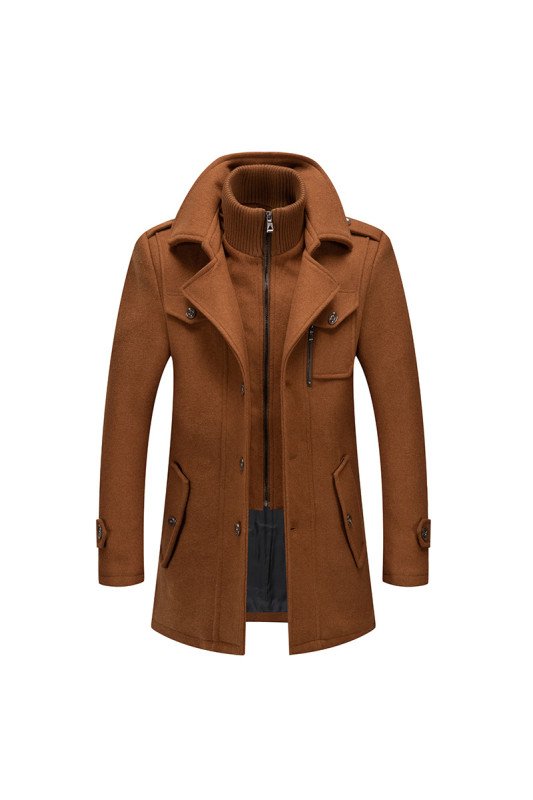 Aaron Modern Brown Nothced Lapel Winter Coat