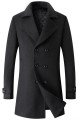 Abbott Fashion Black Notched Lapel Double Breasted Winter Coat