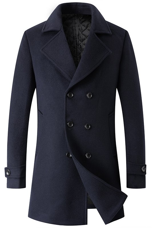 Abbott Dark Navy Double Breasted Slim Fit Winter Coat