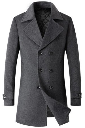 Abdul Bespoke Dark Gray Double Breated Winter Coat Abdul Bespoke Dark Gray Double Breated Winter Coat